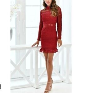 TwoSisters Elegant Wine Lace Dress Sz L